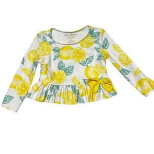 Tommy Bahamas Baby Girl Rash Guard Swim 18 Months Lemon Print with Bow Peplum‎